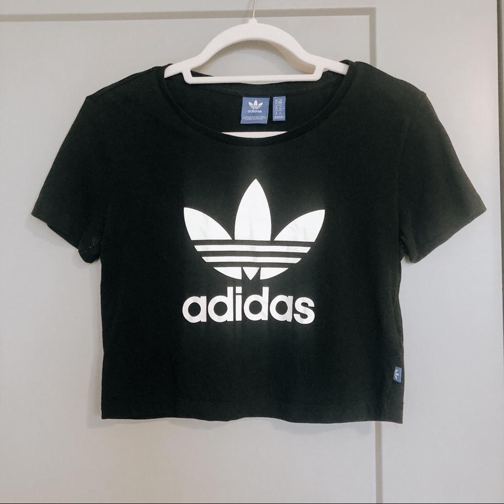 Adidas Logo Black Crop Top